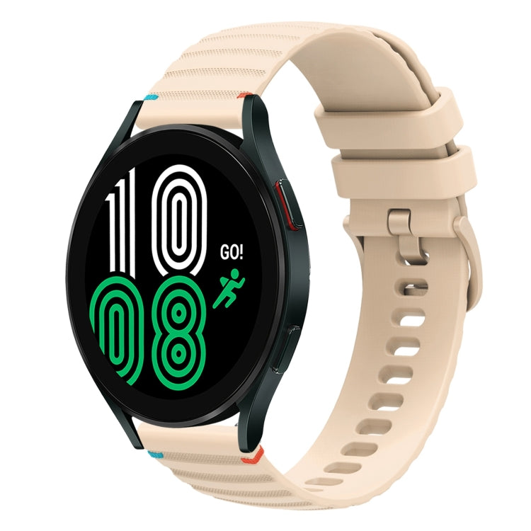 Wavy Dotted Stitched 20mm Silicone Watch Band, For Samsung Galaxy Watch 4 40 / 44mm, For Samsung Galaxy Watch 4 Classic 42 / 46mm