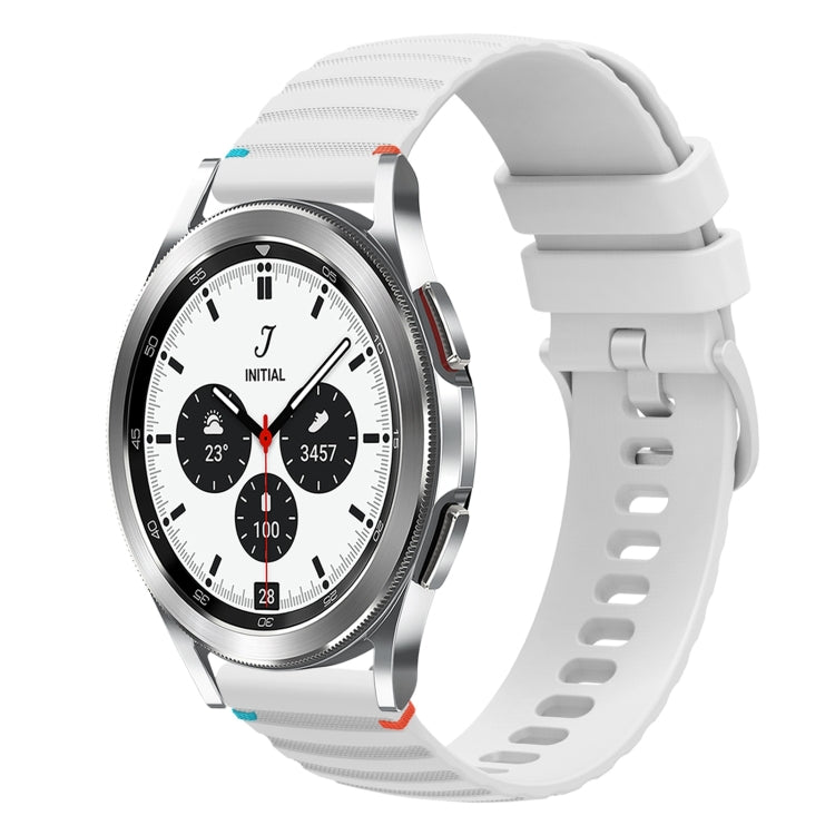 Wavy Dotted Stitched 20mm Silicone Watch Band, For Samsung Galaxy Watch 4 40 / 44mm, For Samsung Galaxy Watch 4 Classic 42 / 46mm