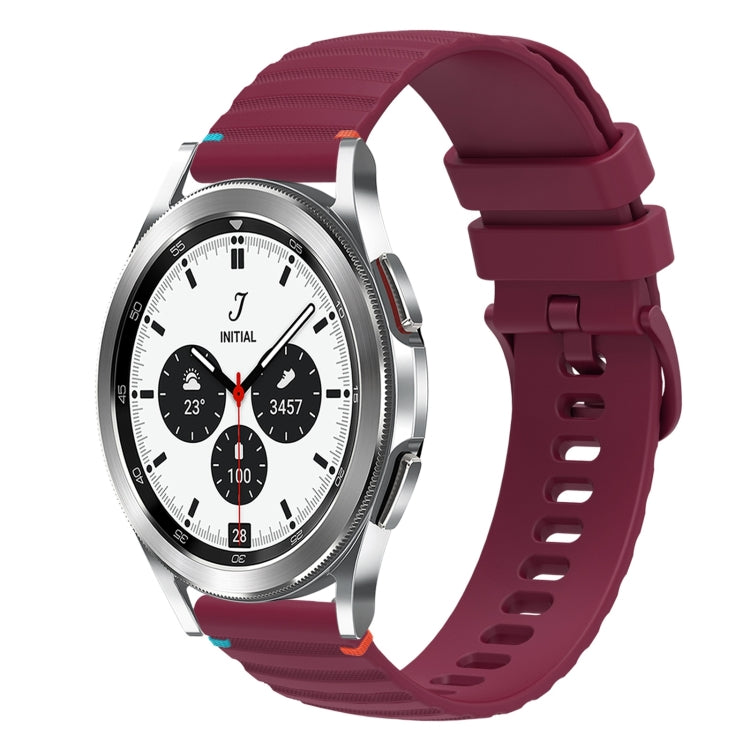 Wavy Dotted Stitched 20mm Silicone Watch Band, For Samsung Galaxy Watch 4 40 / 44mm, For Samsung Galaxy Watch 4 Classic 42 / 46mm