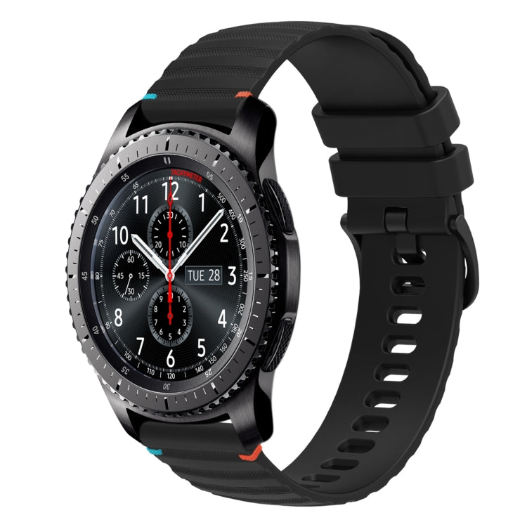Wavy Dotted Stitched 22mm Silicone Watch Band, For Samsung Galaxy Gear S3 Frontier, For Samsung Galaxy Watch 3 45mm
