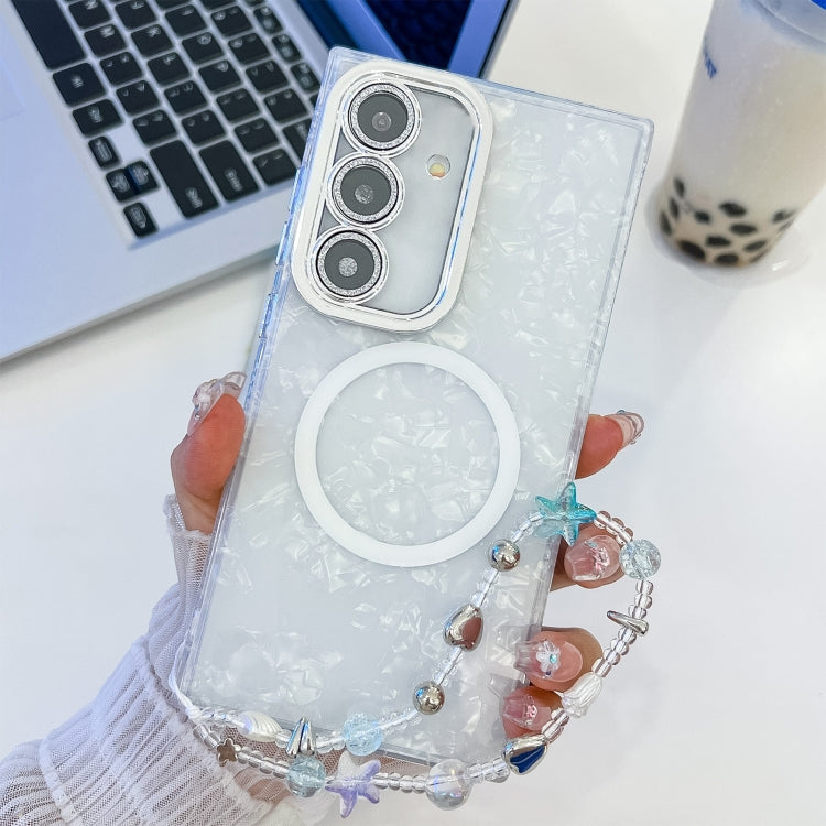 Plating Texture Wristband MagSafe TPU Phone Case with Glitter Lens Film, For Samsung Galaxy A15 5G