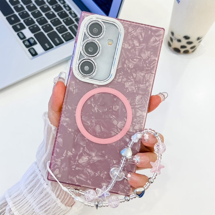 Plating Texture Wristband MagSafe TPU Phone Case with Glitter Lens Film, For Samsung Galaxy A15 5G