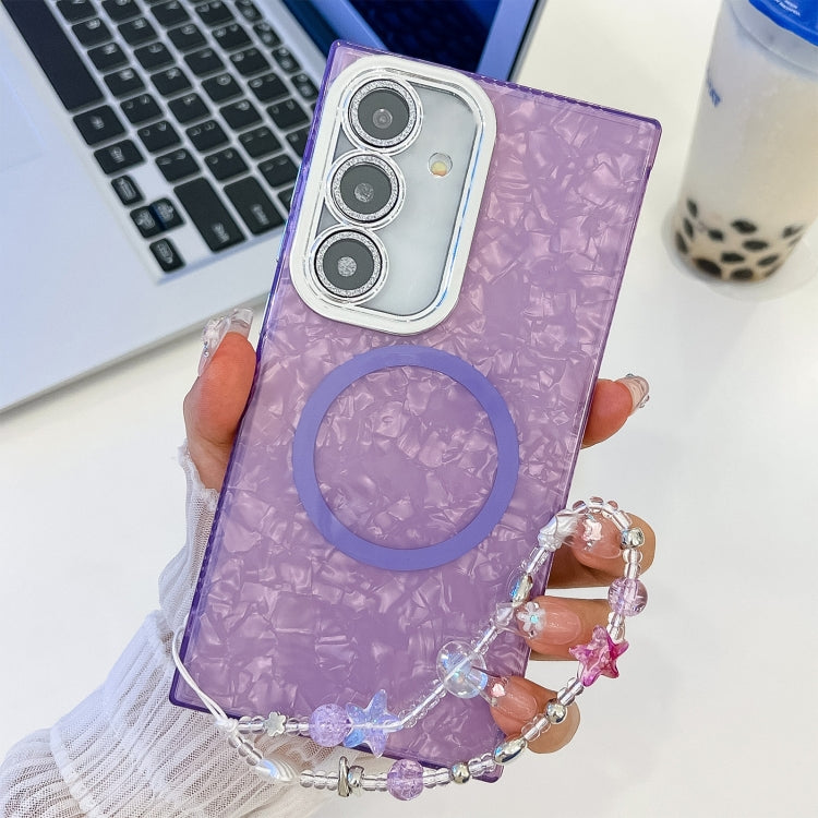 Plating Texture Wristband MagSafe TPU Phone Case with Glitter Lens Film, For Samsung Galaxy A15 5G