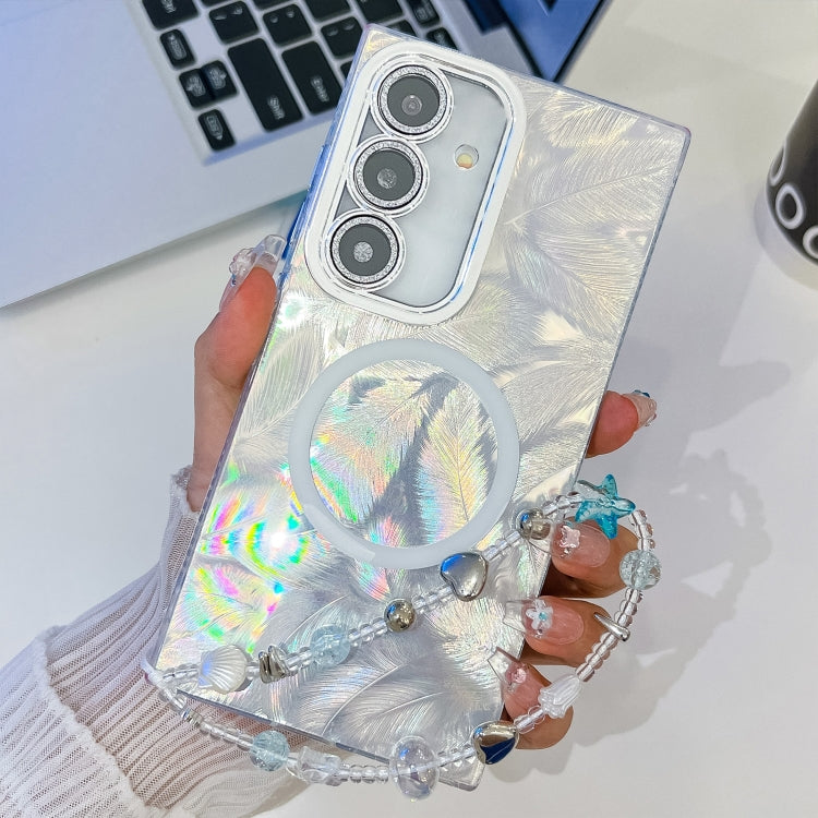 Plating Texture Wristband MagSafe TPU Phone Case with Glitter Lens Film, For Samsung Galaxy A15 5G