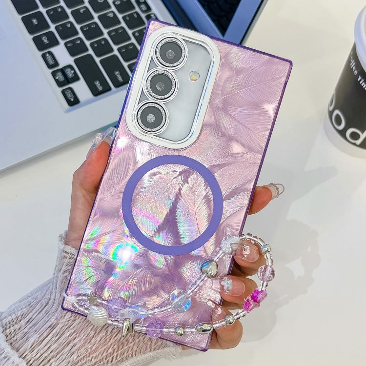 Plating Texture Wristband MagSafe TPU Phone Case with Glitter Lens Film, For Samsung Galaxy A15 5G