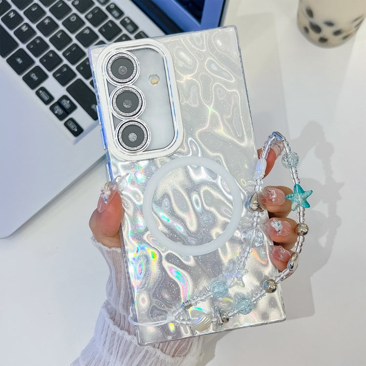 Plating Texture Wristband MagSafe TPU Phone Case with Glitter Lens Film, For Samsung Galaxy A15 5G