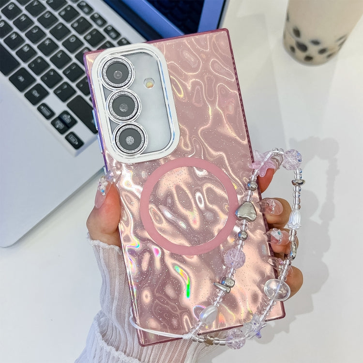 Plating Texture Wristband MagSafe TPU Phone Case with Glitter Lens Film, For Samsung Galaxy A15 5G