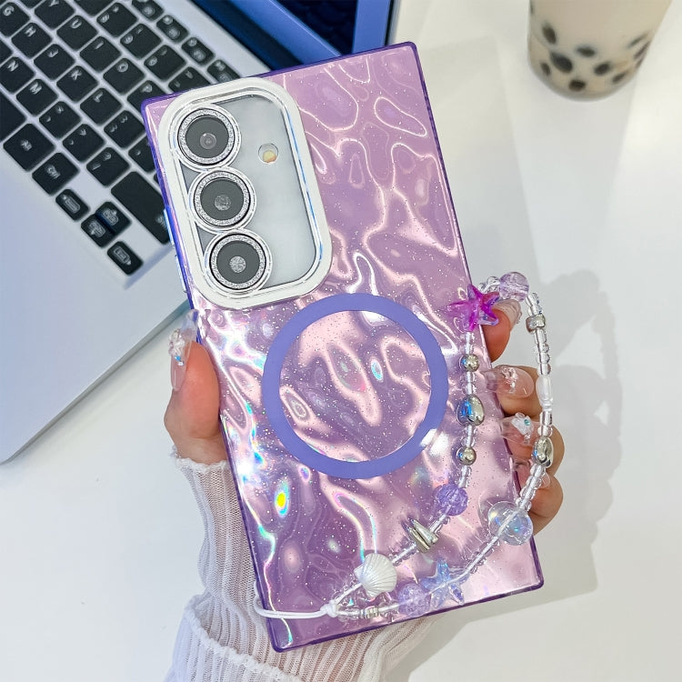 Plating Texture Wristband MagSafe TPU Phone Case with Glitter Lens Film, For Samsung Galaxy A15 5G