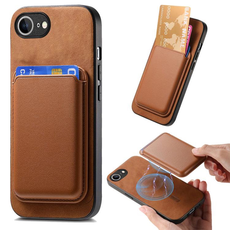 Retro Magsafe Card Bag PU Back Cover Phone Case
