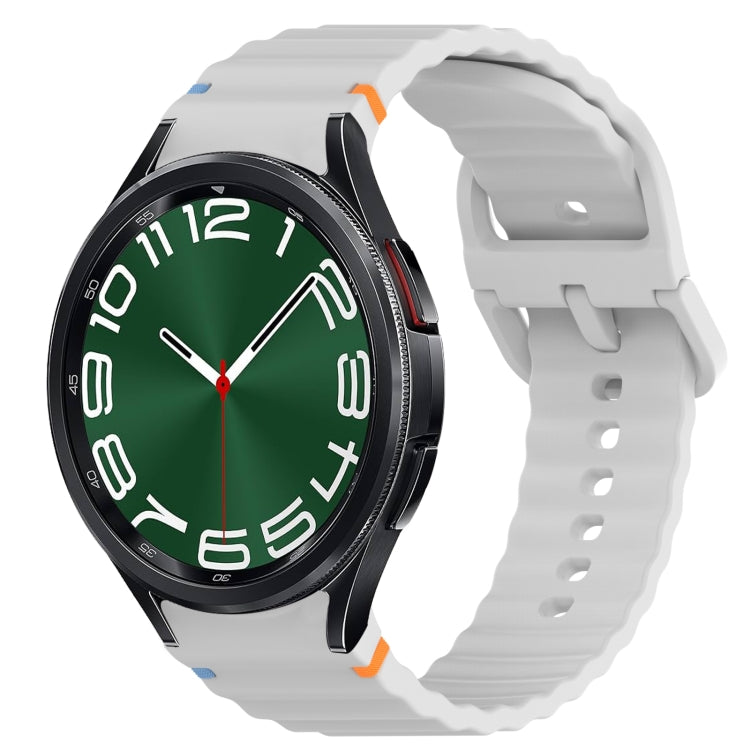 Wavy Grain Stitched Quick Release Silicone Watch Band, For Samsung Galaxy Watch 7 40mm, For Samsung Galaxy Watch 6 Classic 47mm
