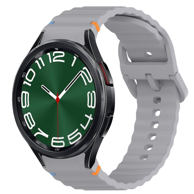Wavy Grain Stitched Quick Release Silicone Watch Band, For Samsung Galaxy Watch 7 40mm, For Samsung Galaxy Watch 6 Classic 47mm
