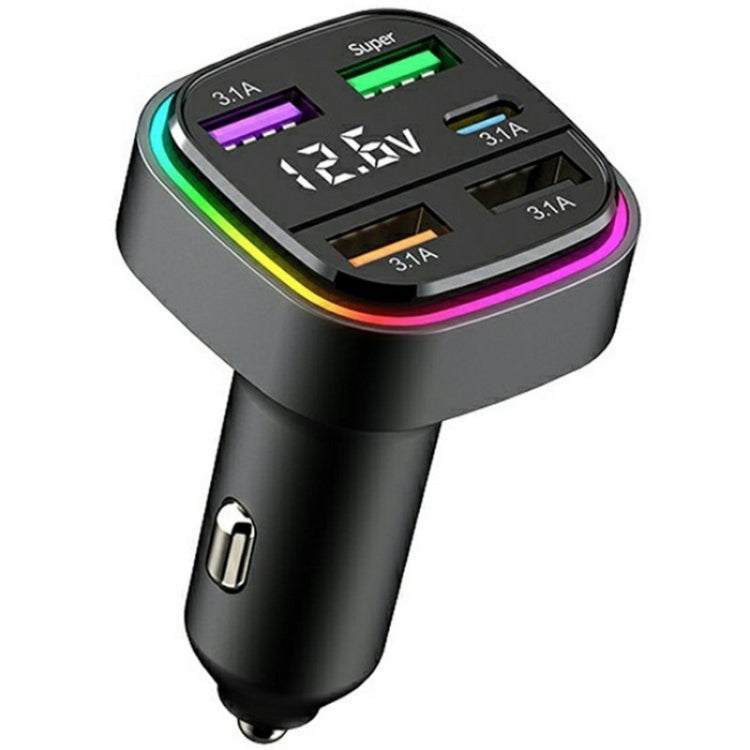 K34 With LED Display 5 Port USB Car Charger Cigarette Lighter Adapter, K34