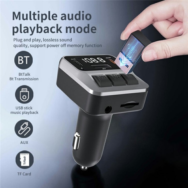 C65 Dual Type-C Port PD 30W Fast Charging Adapter Car Bluetooth FM Transmitter, C65