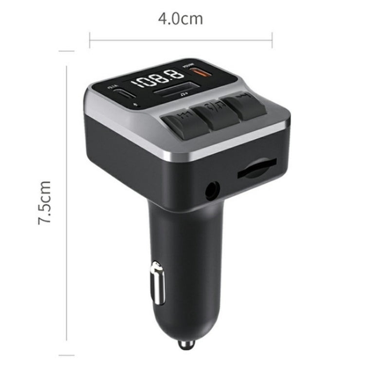 C65 Dual Type-C Port PD 30W Fast Charging Adapter Car Bluetooth FM Transmitter, C65