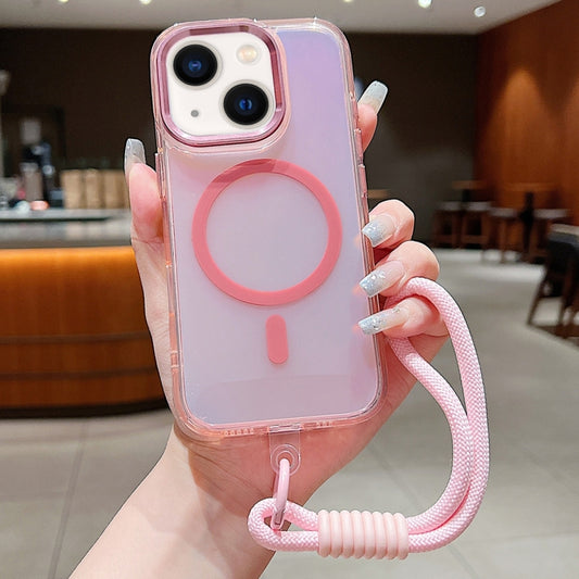 Bright Shadow  Magsafe Discoloration Phone Case with Wrist Strap, For iPhone 14, For iPhone 14 Pro, For iPhone 14 Pro Max, For iPhone 13 Pro Max