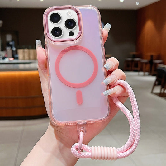 Bright Shadow  Magsafe Discoloration Phone Case with Wrist Strap, For iPhone 16 Pro Max, For iPhone 16 Pro, For iPhone 16 Plus, For iPhone 16