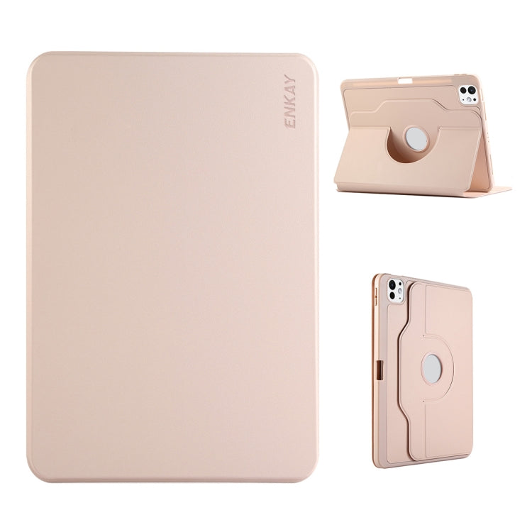 ENKAY 360 Rotation TPU Leather Smart Tablet Case with Pen Slot, For iPad Pro 13 2024, For iPad Pro 12.9 2022/ Air 13 2024, For iPad Air 11 2024 / Air 10.9 2022, For iPad Pro 11 2024, For iPad Pro 11 2022 / 2021 / 2020, For iPad Air 10.5 / Pro 10.5 / 10.2