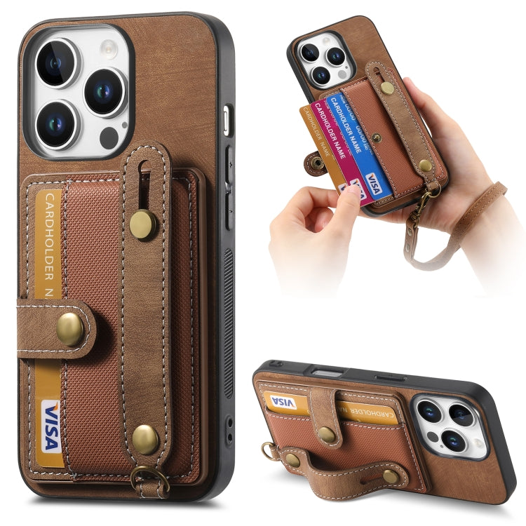 Retro Cross Wristband Wallet Leather Back Phone Case, For iPhone 16 Pro Max, For iPhone 16 Pro, For iPhone 16 Plus, For iPhone 16
