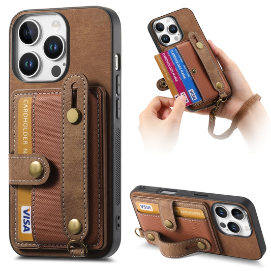 Retro Cross Wristband Wallet Leather Back Phone Case, For iPhone 16 Pro Max, For iPhone 16 Pro, For iPhone 16 Plus, For iPhone 16