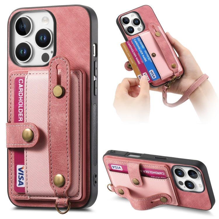 Retro Cross Wristband Wallet Leather Back Phone Case, For iPhone 16 Pro Max, For iPhone 16 Pro, For iPhone 16 Plus, For iPhone 16