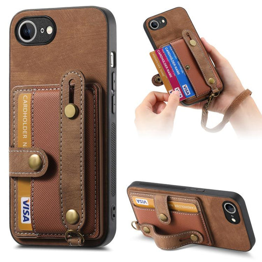 Retro Cross Wristband Wallet Leather Back Phone Case, iPhone 16e