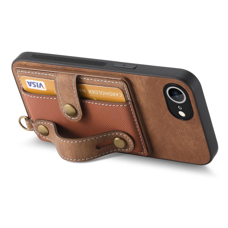 Retro Cross Wristband Wallet Leather Back Phone Case, iPhone 16e