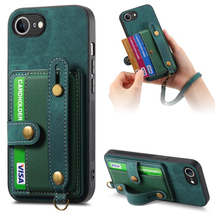 Retro Cross Wristband Wallet Leather Back Phone Case, iPhone 16e