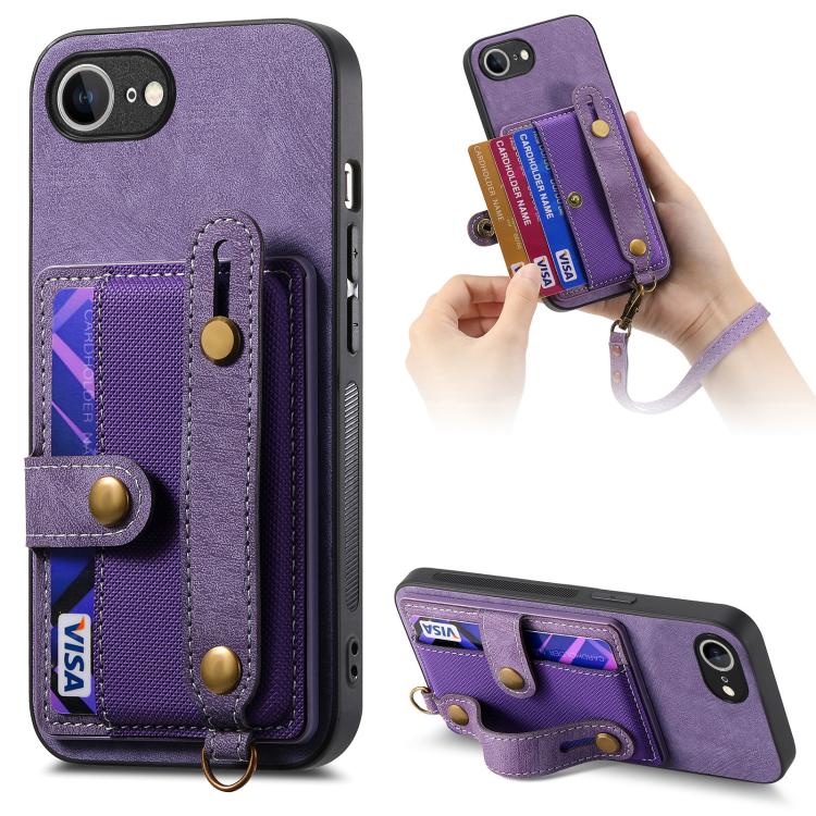 Retro Cross Wristband Wallet Leather Back Phone Case, iPhone 16e
