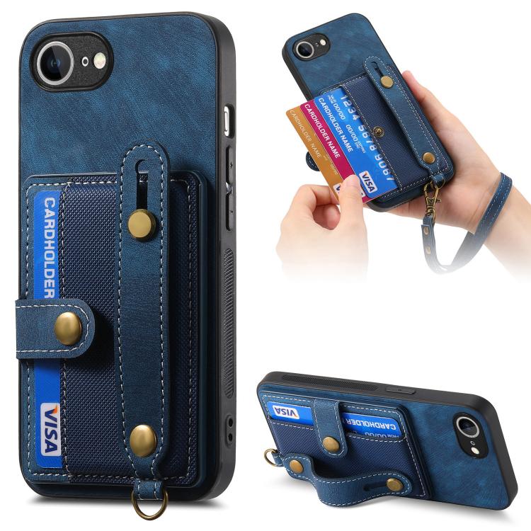 Retro Cross Wristband Wallet Leather Back Phone Case, iPhone 16e