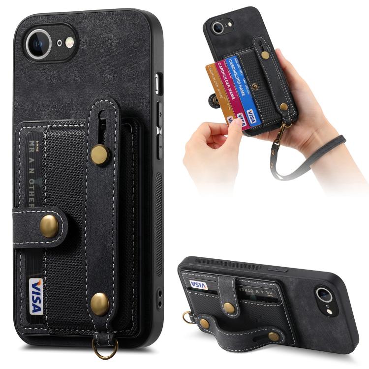 Retro Cross Wristband Wallet Leather Back Phone Case, iPhone 16e