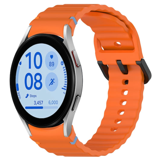 Wavy Grain Stitched Black Buckle Silicone Watch Band, For Samsung Galaxy Watch FE 40mm, For Samsung Galaxy Watch 7 40 / 44mm