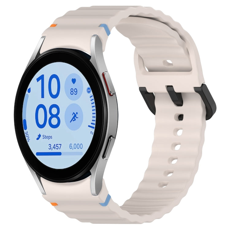 Wavy Grain Stitched Black Buckle Silicone Watch Band, For Samsung Galaxy Watch FE 40mm, For Samsung Galaxy Watch 7 40 / 44mm