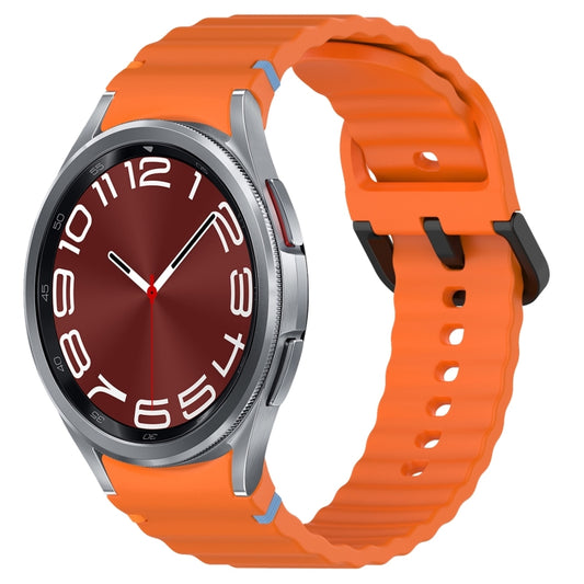 Wavy Grain Stitched Black Buckle Silicone Watch Band, For Samsung Galaxy Watch 6 Classic 43 / 47mm, For Samsung Galaxy Watch 6 40 / 44mm