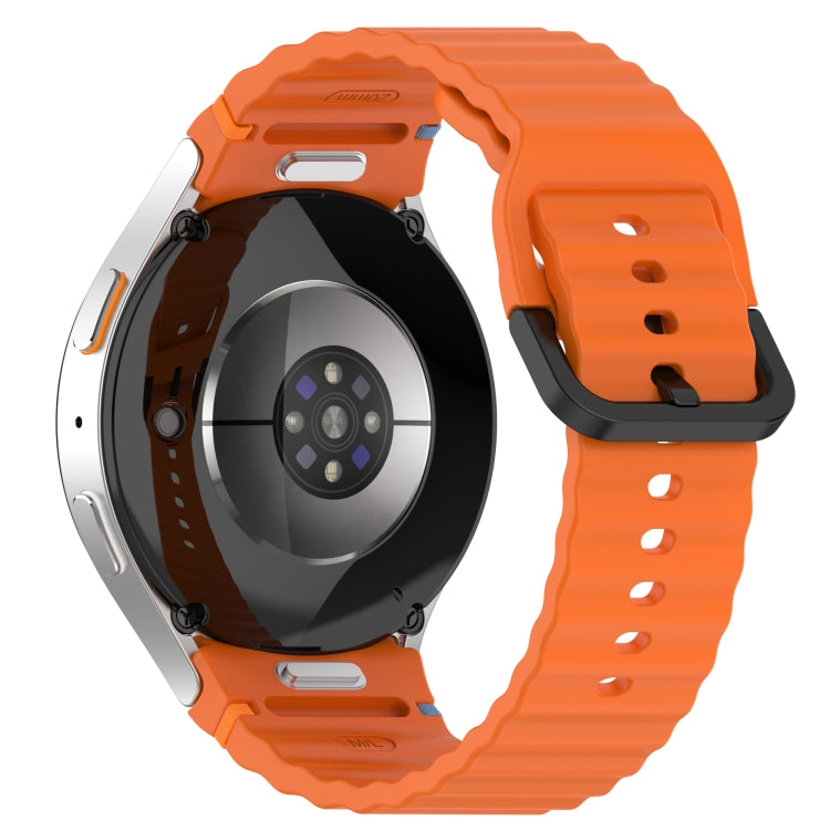 Wavy Grain Stitched Black Buckle Silicone Watch Band, For Samsung Galaxy Watch 6 Classic 43 / 47mm, For Samsung Galaxy Watch 6 40 / 44mm