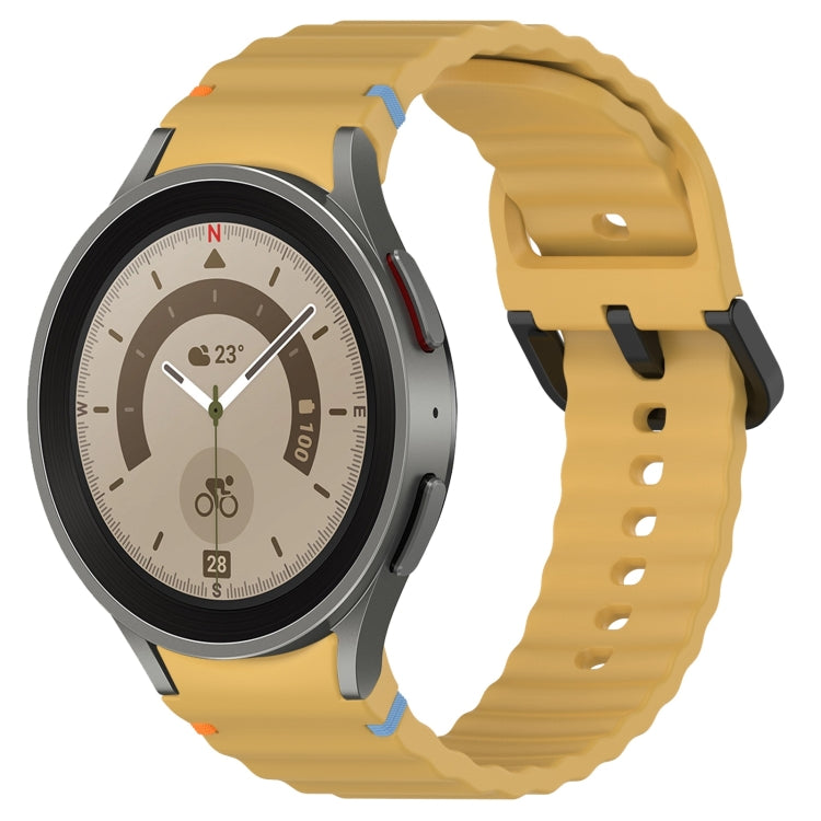 Wavy Grain Stitched Black Buckle Silicone Watch Band, For Samsung Galaxy Watch 5 40 / 44mm, For Samsung Galaxy Watch 5 Pro
