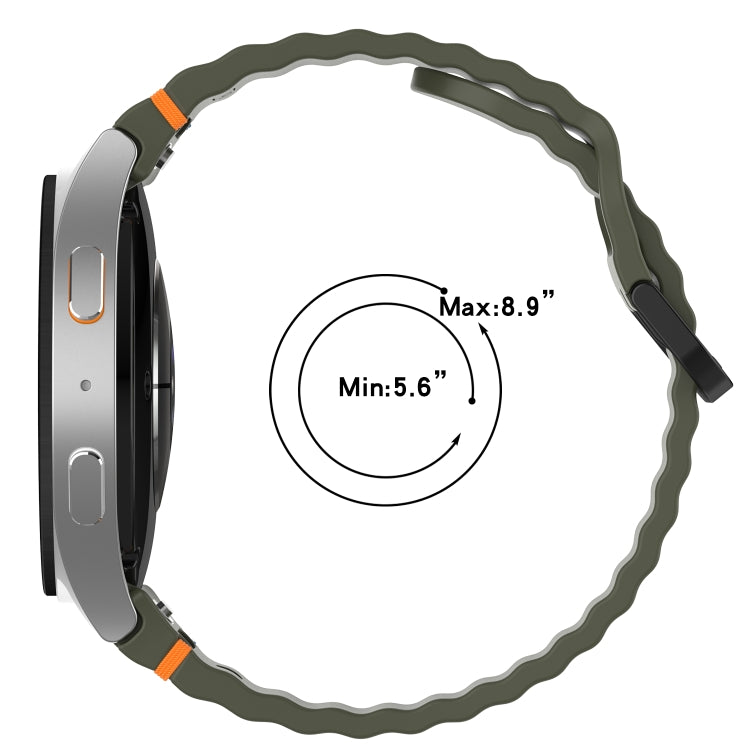 Wavy Grain Stitched Black Buckle Silicone Watch Band, For Samsung Galaxy Watch 6 Classic 43 / 47mm, For Samsung Galaxy Watch 6 40 / 44mm