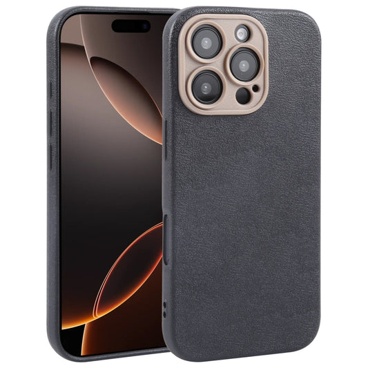 Plain Imitation Leather Back Cover Phone Case, For iPhone 16 Pro Max, For iPhone 16 Pro