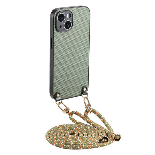 Carbon Fiber Texture Leather Back Phone Case with Crossbody Strap, For iPhone 13 mini, For iPhone 12, For iPhone 12 Pro Max, For iPhone 12 Pro
