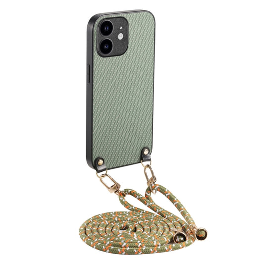 Carbon Fiber Texture Leather Back Phone Case with Crossbody Strap, For iPhone 12 mini, For iPhone 11 Pro Max, For iPhone 11, For iPhone 11 Pro