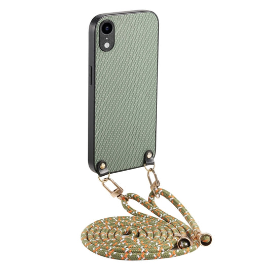 Carbon Fiber Texture Leather Back Phone Case with Crossbody Strap, For iPhone XR, For iPhone XS Max, For iPhone 7 / 8 / SE 2022 / SE 2020, For iPhone X / XS