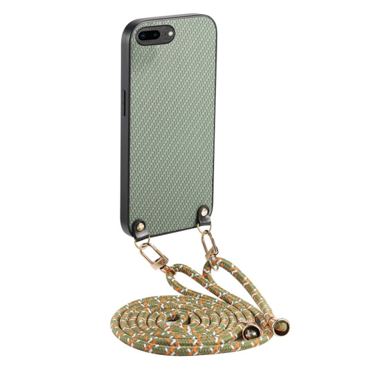 Carbon Fiber Texture Leather Back Phone Case with Crossbody Strap, For iPhone 7 Plus / 8 Plus, For iPhone 6 Plus / 6s Plus, For iPhone 6 / 6s