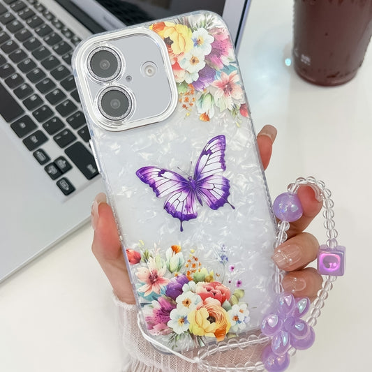 Plating Texture Butterfly Wristband TPU Phone Case with Glitter Lens Film, For iPhone 16, For iPhone 15 Pro Max, For iPhone 15 Pro, For iPhone 15
