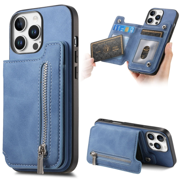 Retro MagSafe Zipper Wallet Card Bag Back Phone Case