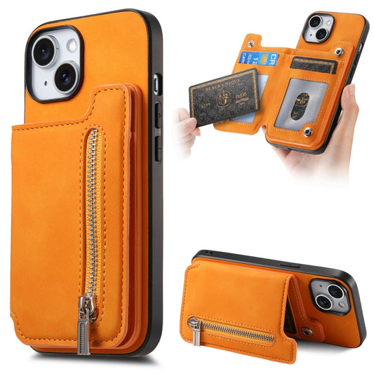 Retro MagSafe Zipper Wallet Card Bag Back Phone Case, For iPhone 15 Plus, For iPhone 15, For iPhone 14 Plus