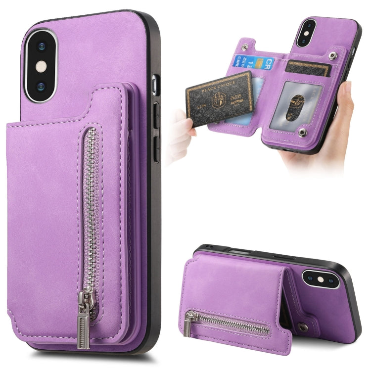 Retro MagSafe Zipper Wallet Card Bag Back Phone Case, For iPhone 11 Pro, For iPhone XR, For iPhone XS Max
