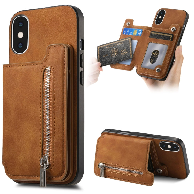 Retro MagSafe Zipper Wallet Card Bag Back Phone Case, For iPhone 11 Pro, For iPhone XR, For iPhone XS Max
