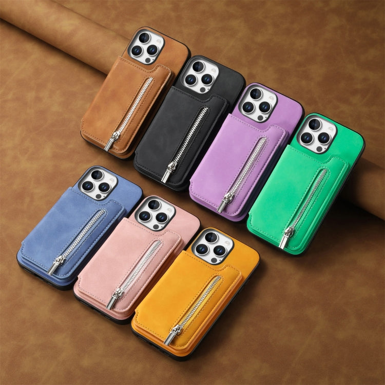 Retro MagSafe Zipper Wallet Card Bag Back Phone Case