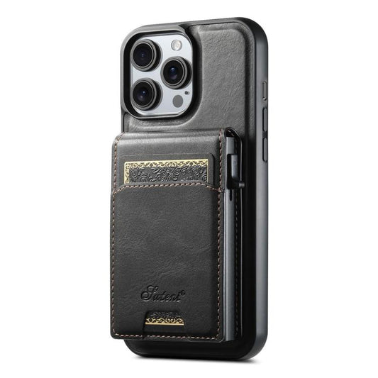 Suteni H19 Oil Wax 2-in-1 MagSafe Removable Card Box Back Phone Case, For iPhone 14 Pro Max, For iPhone 13 Pro Max, For iPhone 13 Pro, For iPhone 13, For iPhone 12, For iPhone 12 Pro Max, For iPhone 12 Pro