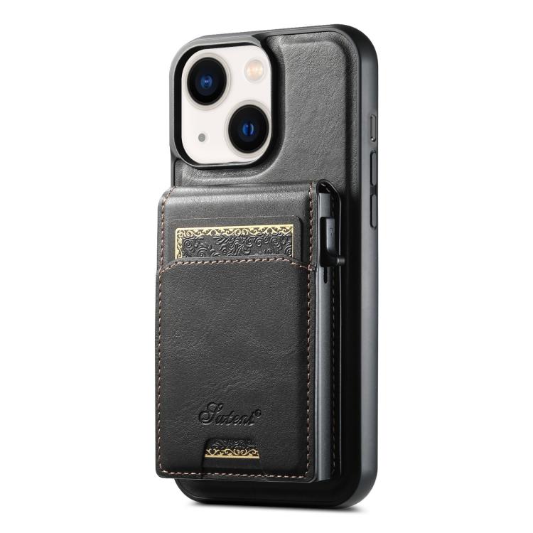 Suteni H19 Oil Wax 2-in-1 MagSafe Removable Card Box Back Phone Case, For iPhone 14 Pro Max, For iPhone 13 Pro Max, For iPhone 13 Pro, For iPhone 13, For iPhone 12, For iPhone 12 Pro Max, For iPhone 12 Pro