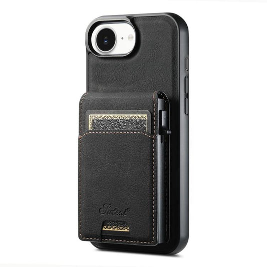 Suteni H19 Litchi Grain 2-in-1 MagSafe Removable Card Box Back Phone Case, For iPhone 16e, For iPhone 16 Pro Max, For iPhone 16 Pro, For iPhone 16 Plus, For iPhone 16, For iPhone 15 Pro Max, For iPhone 15 Pro, For iPhone 15 Plus, For iPhone 15���������...
